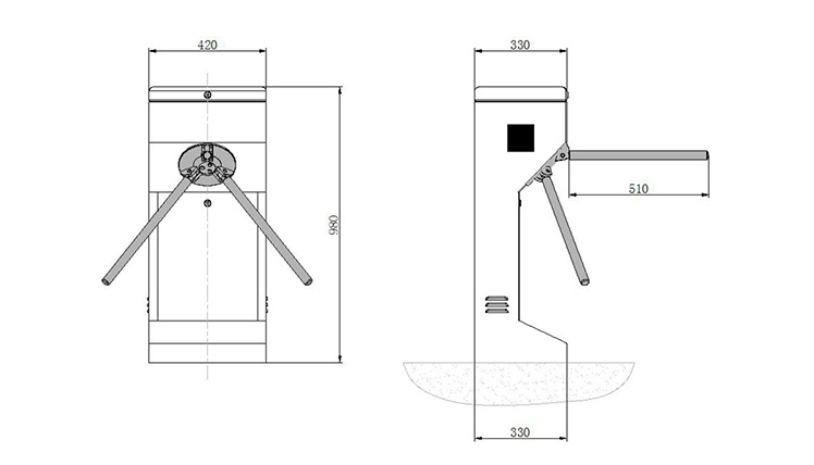 สามขา manual เครื่องกั้นสามขา ระบบเครื่องกั้นสามขา ไม่ใช้ไฟฟ้า สามขาแมคคานิก manual สเตนเลส 201