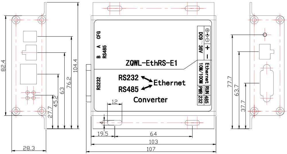 CV-02 Converter RS232 / 485 to RJ45 / RS232 To Ethernet (Lan)